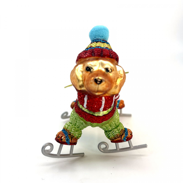 Christborn christmas decoration dachshund on ice skates front